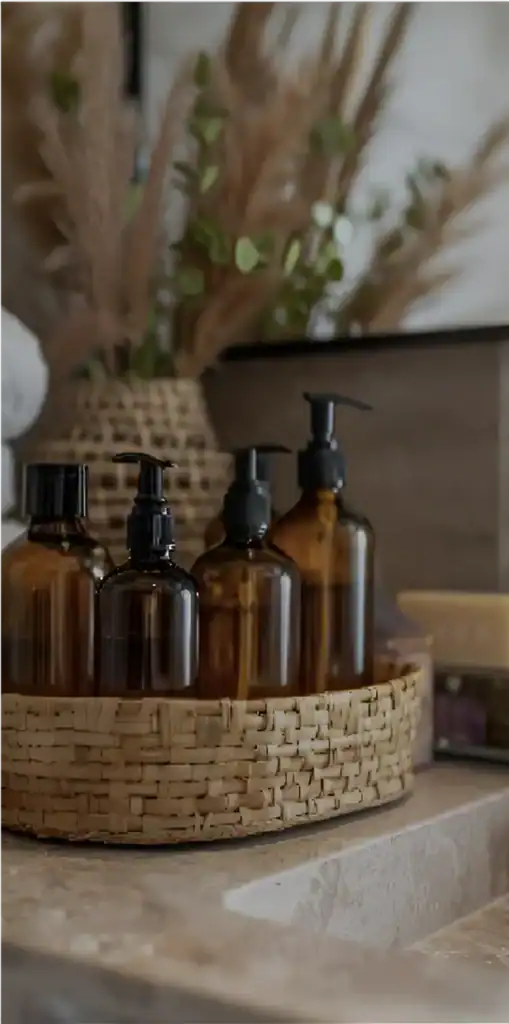 Image of different shower gels in bottles