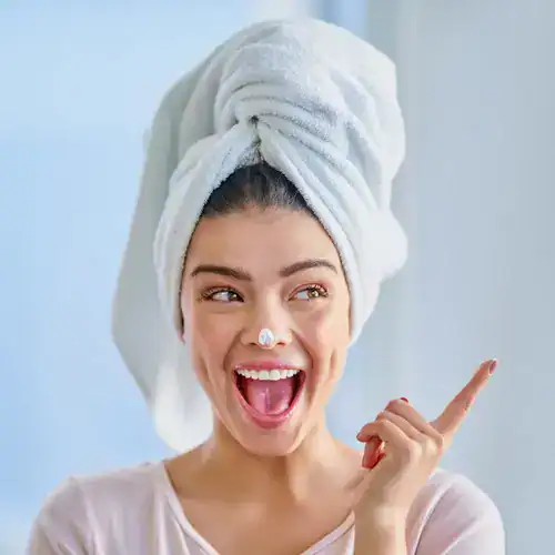 Woman smiling after pamper